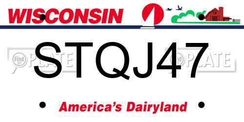 STQJ47 Wisconsin License Plate