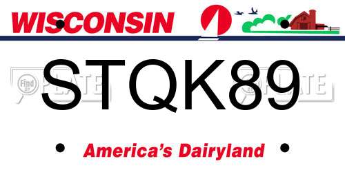STQK89 Wisconsin License Plate