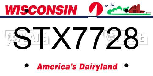 STX7728 Wisconsin License Plate