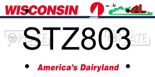 STZ803 Wisconsin License Plate