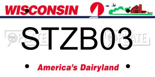 STZB03 Wisconsin License Plate