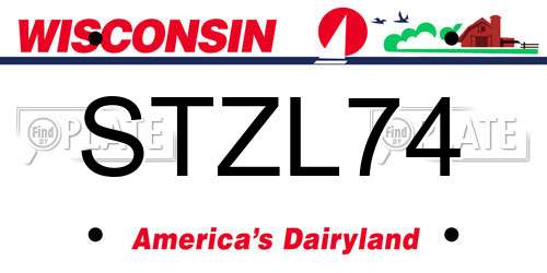 STZL74 Wisconsin License Plate
