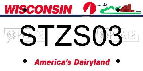 STZS03 Wisconsin License Plate