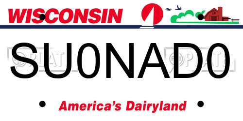 SU0NAD0 Wisconsin License Plate