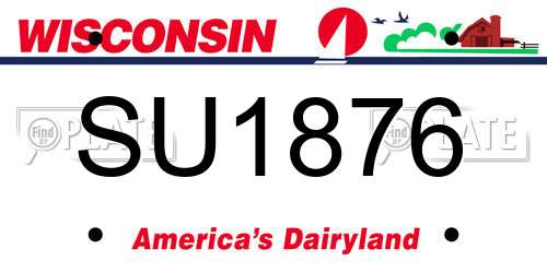 SU1876 Wisconsin License Plate