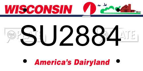 SU2884 Wisconsin License Plate