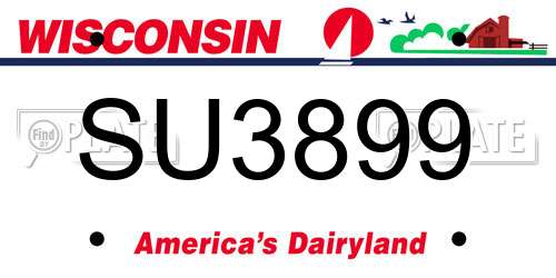 SU3899 Wisconsin License Plate