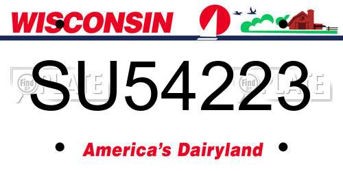 SU54223 Wisconsin License Plate