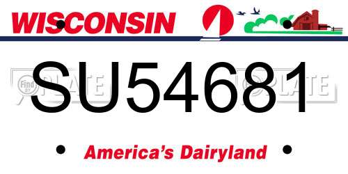 SU54681 Wisconsin License Plate