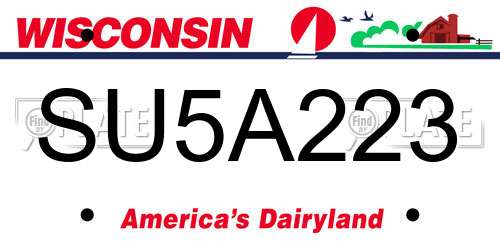 SU5A223 Wisconsin License Plate