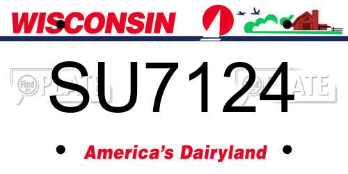 SU7124 Wisconsin License Plate