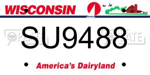 SU9488 Wisconsin License Plate