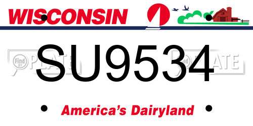 SU9534 Wisconsin License Plate