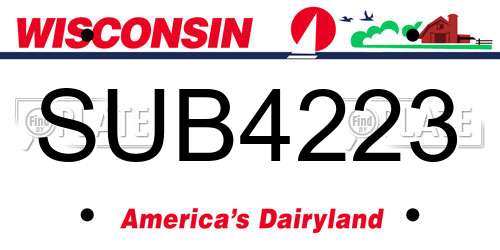 SUB4223 Wisconsin License Plate