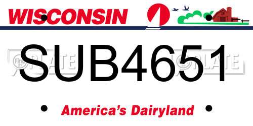 SUB4651 Wisconsin License Plate