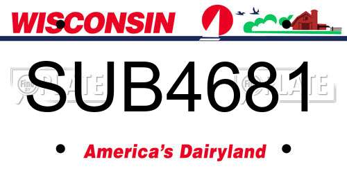 SUB4681 Wisconsin License Plate