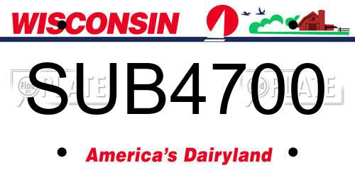 SUB4700 Wisconsin License Plate
