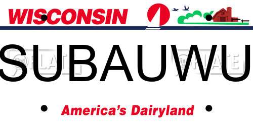 SUBAUWU Wisconsin License Plate