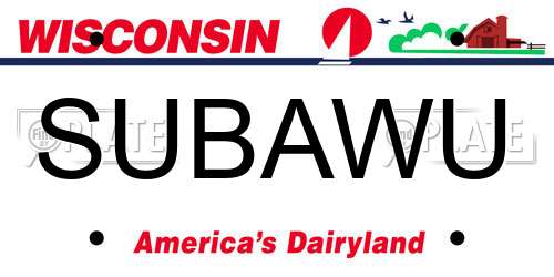 SUBAWU Wisconsin License Plate