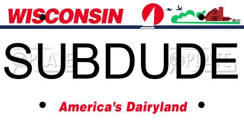 SUBDUDE Wisconsin License Plate