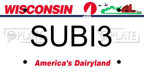 SUBI3 Wisconsin License Plate
