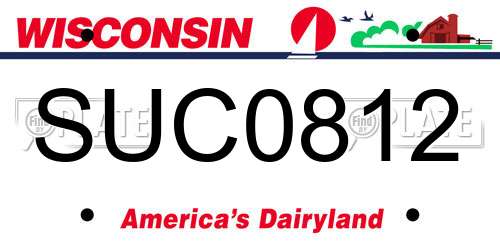 SUC0812 Wisconsin License Plate