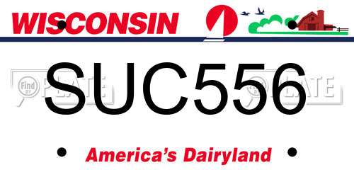 SUC556 Wisconsin License Plate