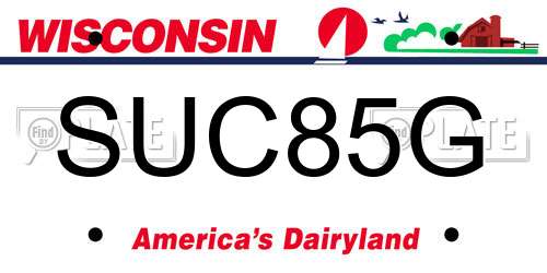 SUC85G Wisconsin License Plate