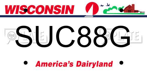 SUC88G Wisconsin License Plate
