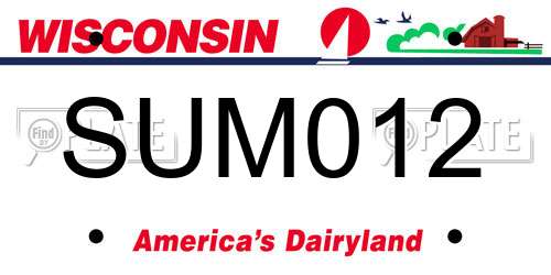 SUM012 Wisconsin License Plate
