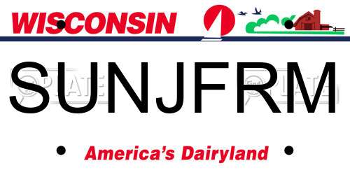 SUNJFRM Wisconsin License Plate