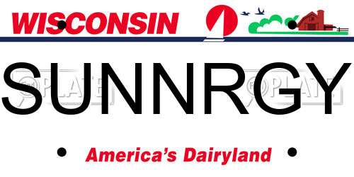 SUNNRGY Wisconsin License Plate