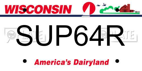 SUP64R Wisconsin License Plate