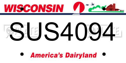 SUS4094 Wisconsin License Plate