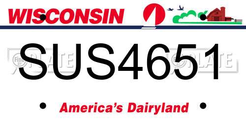 SUS4651 Wisconsin License Plate