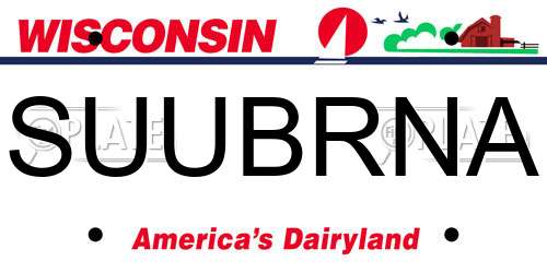 SUUBRNA Wisconsin License Plate