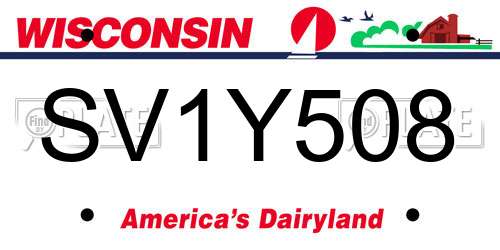 SV1Y508 Wisconsin License Plate