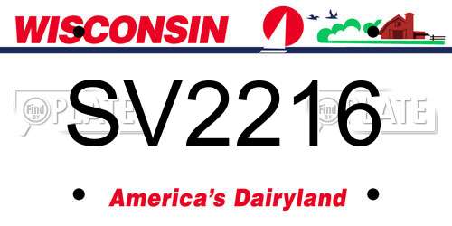 SV2216 Wisconsin License Plate