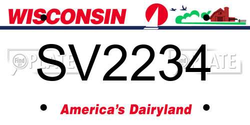 SV2234 Wisconsin License Plate