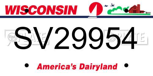 SV29954 Wisconsin License Plate