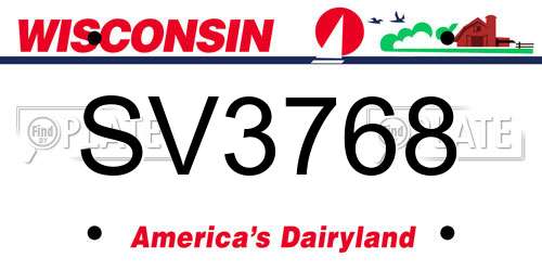 SV3768 Wisconsin License Plate