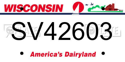 SV42603 Wisconsin License Plate