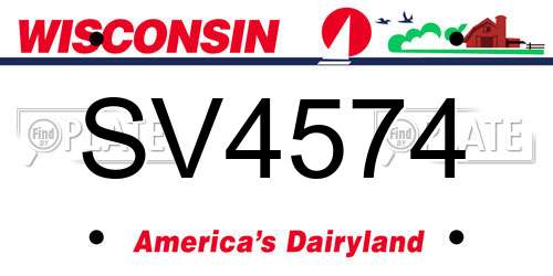 SV4574 Wisconsin License Plate