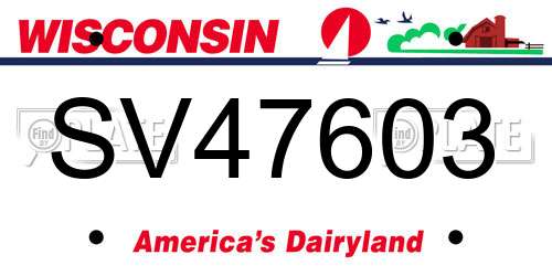 SV47603 Wisconsin License Plate