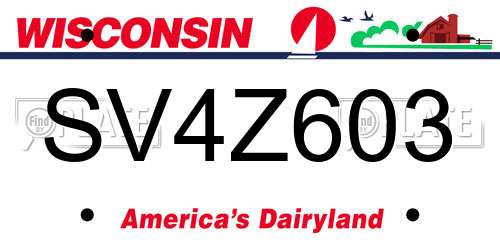 SV4Z603 Wisconsin License Plate