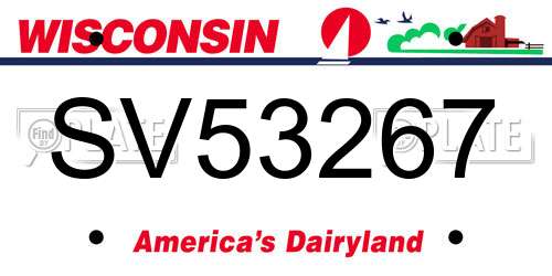 SV53267 Wisconsin License Plate