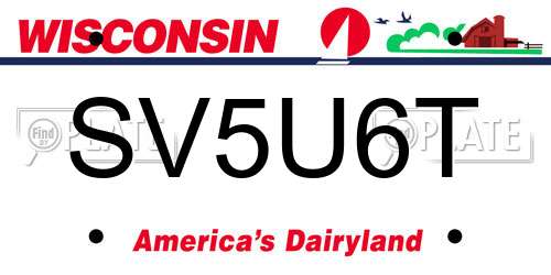SV5U6T Wisconsin License Plate