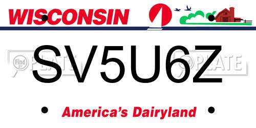 SV5U6Z Wisconsin License Plate