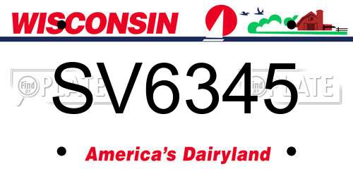 SV6345 Wisconsin License Plate