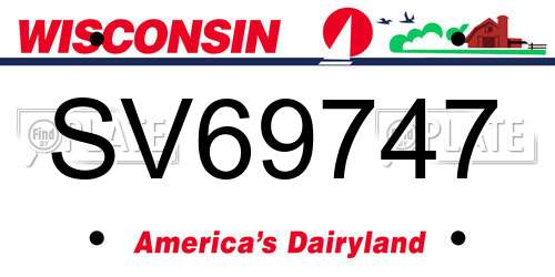 SV69747 Wisconsin License Plate